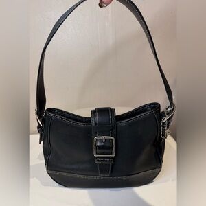 Coach Hampton Legacy Shoulder Bag Black Leather Silver Hardware 02’ 7584 Vintage